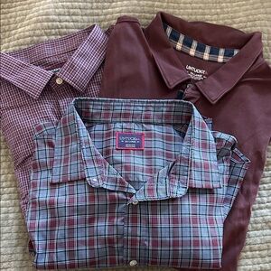 Men’s untuckit lot 
Xxl 
2 plaid 
1 solid
Long sleeve